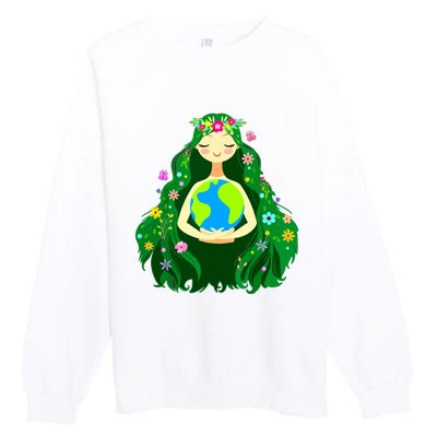 Green Mother Earth Day Gaia Save Our Planet Women Premium Crewneck Sweatshirt