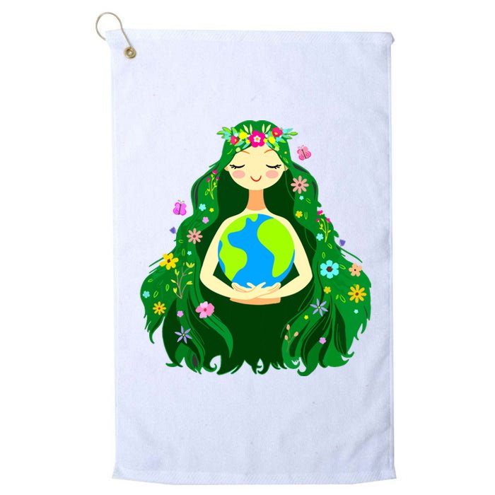 Green Mother Earth Day Gaia Save Our Planet Women Platinum Collection Golf Towel