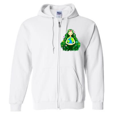 Green Mother Earth Day Gaia Save Our Planet Women Full Zip Hoodie