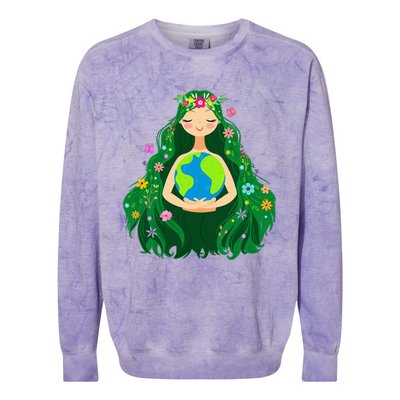 Green Mother Earth Day Gaia Save Our Planet Colorblast Crewneck Sweatshirt