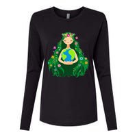 Green Mother Earth Day Gaia Save Our Planet Womens Cotton Relaxed Long Sleeve T-Shirt