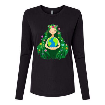 Green Mother Earth Day Gaia Save Our Planet Womens Cotton Relaxed Long Sleeve T-Shirt