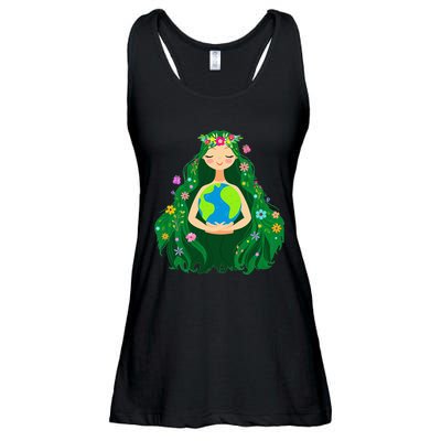 Green Mother Earth Day Gaia Save Our Planet Ladies Essential Flowy Tank