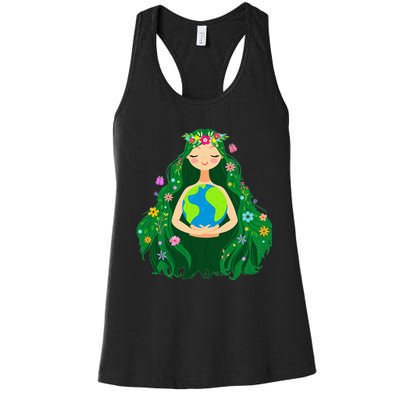 Green Mother Earth Day Gaia Save Our Planet Women's Racerback Tank