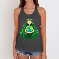 Green Mother Earth Day Gaia Save Our Planet Women's Knotted Racerback Tank