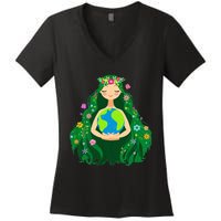 Green Mother Earth Day Gaia Save Our Planet Women's V-Neck T-Shirt