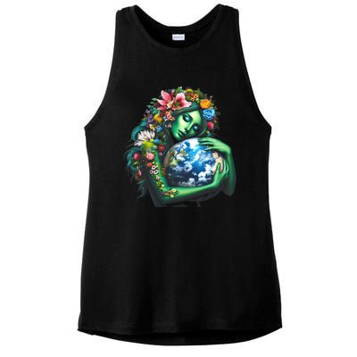 Green Mother Earth Day Gaia Save Our Planet Ladies PosiCharge Tri-Blend Wicking Tank