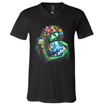 Green Mother Earth Day Gaia Save Our Planet V-Neck T-Shirt