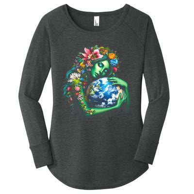 Green Mother Earth Day Gaia Save Our Planet Women's Perfect Tri Tunic Long Sleeve Shirt