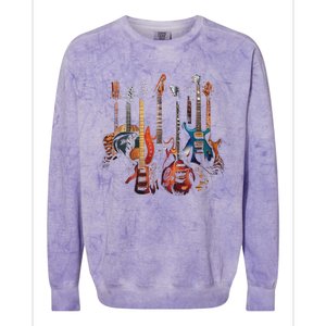 Guitar Musician Electric Guitars Player Colorblast Crewneck Sweatshirt