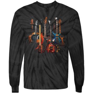 Guitar Musician Electric Guitars Player Tie-Dye Long Sleeve Shirt