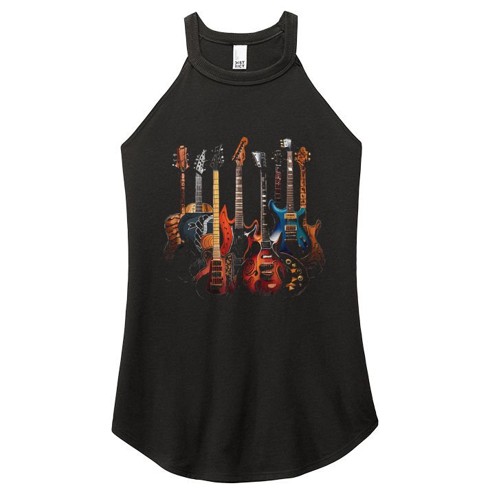 Guitar Musician Electric Guitars Player Women's Perfect Tri Rocker Tank