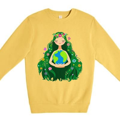 Green Mother Earth Day Gaia Save Our Planet Premium Crewneck Sweatshirt