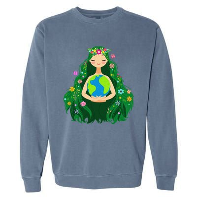 Green Mother Earth Day Gaia Save Our Planet Garment-Dyed Sweatshirt