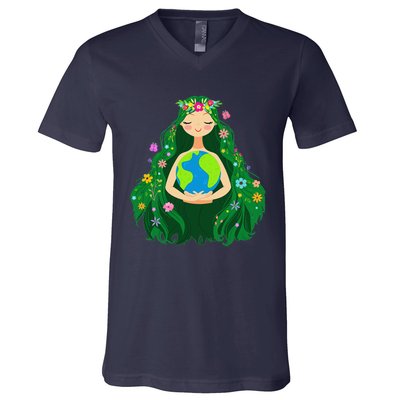 Green Mother Earth Day Gaia Save Our Planet V-Neck T-Shirt