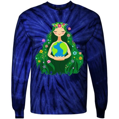 Green Mother Earth Day Gaia Save Our Planet Tie-Dye Long Sleeve Shirt