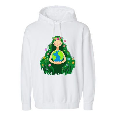 Green Mother Earth Day Gaia Save Our Planet Garment-Dyed Fleece Hoodie