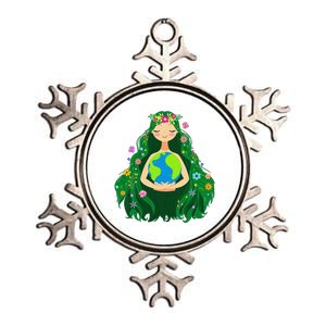 Green Mother Earth Day Gaia Save Our Planet Metallic Star Ornament