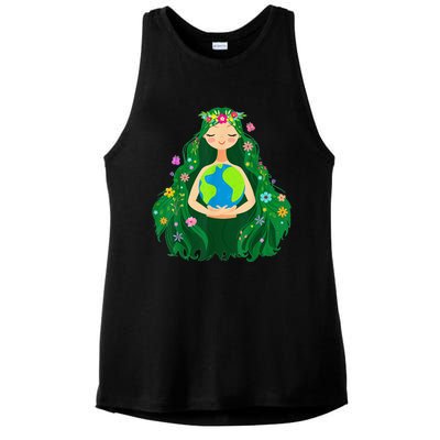 Green Mother Earth Day Gaia Save Our Planet Ladies PosiCharge Tri-Blend Wicking Tank