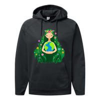 Green Mother Earth Day Gaia Save Our Planet Performance Fleece Hoodie