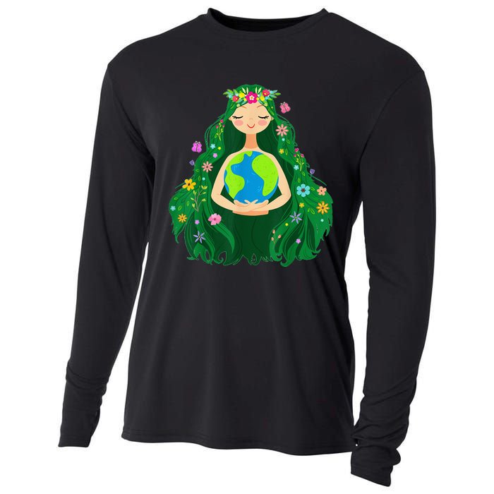 Green Mother Earth Day Gaia Save Our Planet Cooling Performance Long Sleeve Crew