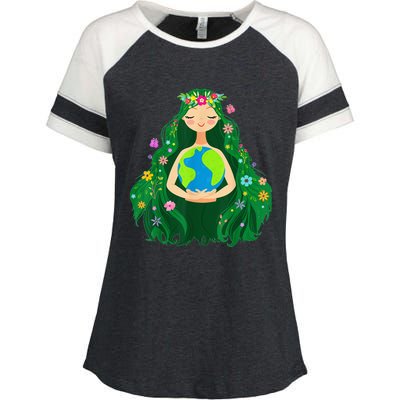 Green Mother Earth Day Gaia Save Our Planet Enza Ladies Jersey Colorblock Tee