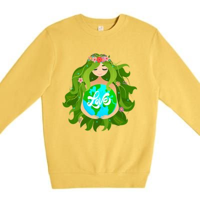 Green Mother Earth Day Gaia Save Our Planet Gift Premium Crewneck Sweatshirt