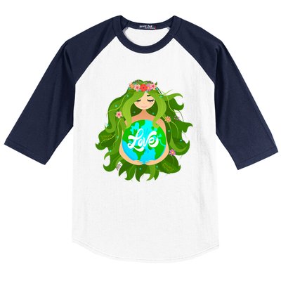 Green Mother Earth Day Gaia Save Our Planet Gift Baseball Sleeve Shirt