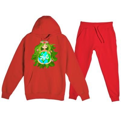 Green Mother Earth Day Gaia Save Our Planet Gift Premium Hooded Sweatsuit Set