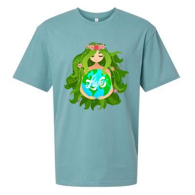 Green Mother Earth Day Gaia Save Our Planet Gift Sueded Cloud Jersey T-Shirt