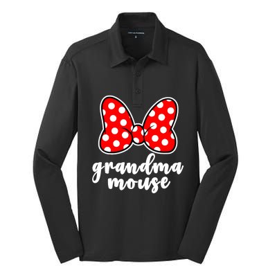 Grandma Mouse Family Vacation Funny Grandma Mouse Silk Touch Performance Long Sleeve Polo