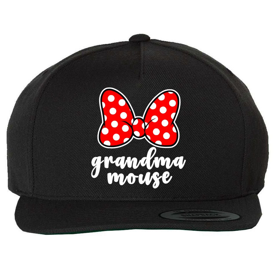 Grandma Mouse Family Vacation Funny Grandma Mouse Wool Snapback Cap