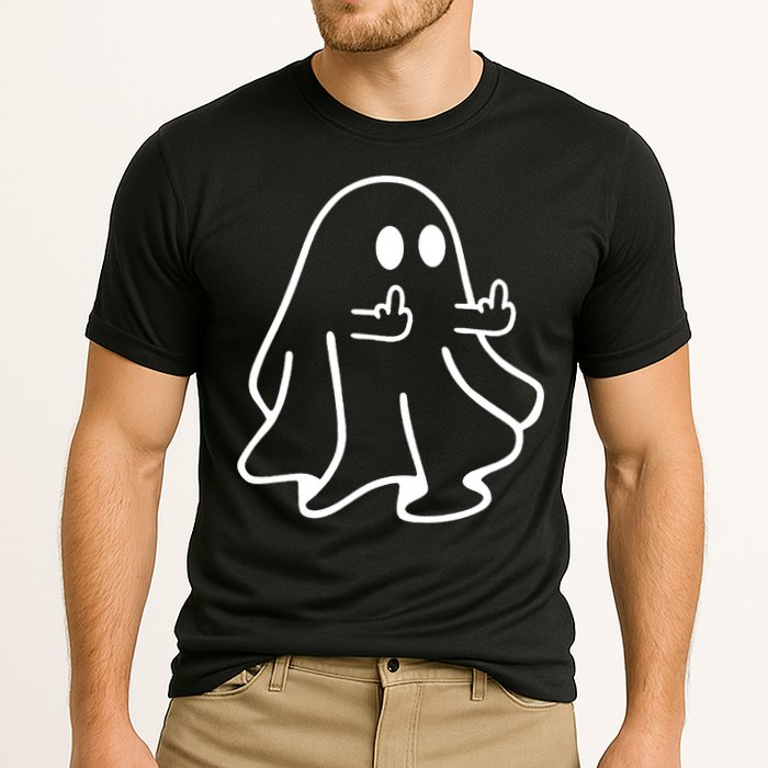 Ghost Middle Finger Funny Ghost Halloween Cooling Performance Crew T-Shirt