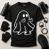 Ghost Middle Finger Funny Ghost Halloween Cooling Performance Crew T-Shirt