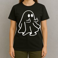 Ghost Middle Finger Funny Ghost Halloween T-Shirt
