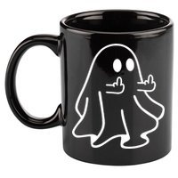 Ghost Middle Finger Funny Ghost Halloween 11oz C Handle Ceramic Mug