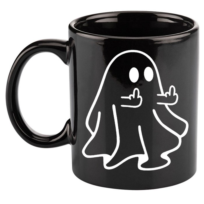 Ghost Middle Finger Funny Ghost Halloween 11oz C Handle Ceramic Mug