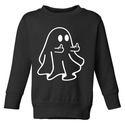 Ghost Middle Finger Funny Ghost Halloween Toddler Sweatshirt