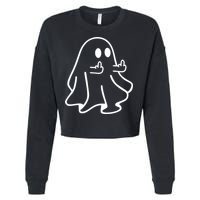 Ghost Middle Finger Funny Ghost Halloween Cropped Pullover Crew