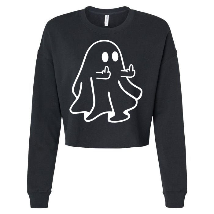 Ghost Middle Finger Funny Ghost Halloween Cropped Pullover Crew
