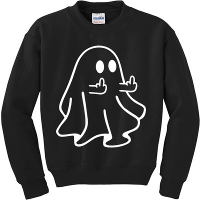 Ghost Middle Finger Funny Ghost Halloween Kids Sweatshirt