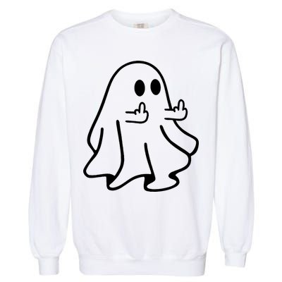 Ghost Middle Finger Funny Ghost Halloween Garment-Dyed Sweatshirt