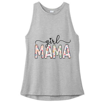 Girl Mama Floral Girl Mom Vintage Blessed Mama Vibes Ladies PosiCharge Tri-Blend Wicking Tank