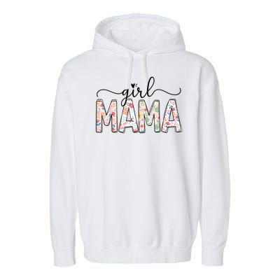Girl Mama Floral Girl Mom Vintage Blessed Mama Vibes Garment-Dyed Fleece Hoodie