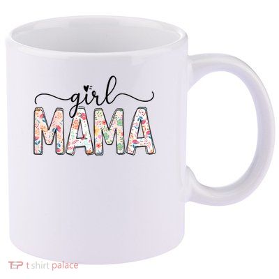 Girl Mama Floral Girl Mom Vintage Blessed Mama Vibes 11oz C Handle Ceramic Mug