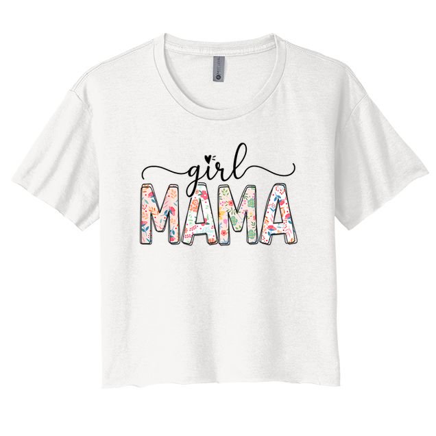 Girl Mama Floral Girl Mom Vintage Blessed Mama Vibes Crop Top