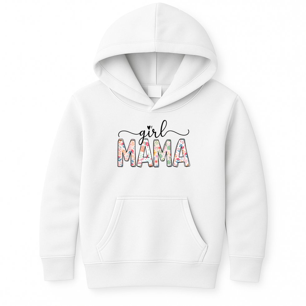 Girl Mama Floral Girl Mom Vintage Blessed Mama Vibes Kids Hoodie