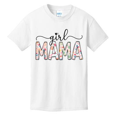 Girl Mama Floral Girl Mom Vintage Blessed Mama Vibes Kids T-Shirt