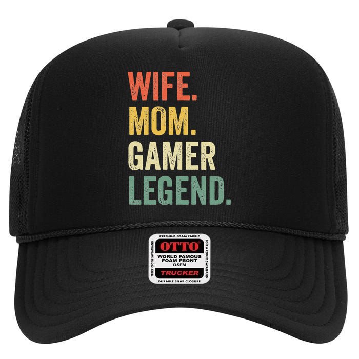 Gamer Mom Funny Wife Mom Video Game Legend Mother's Day High Crown Mesh Back Trucker Hat