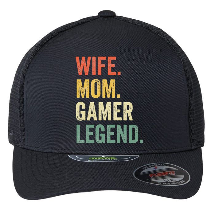 Gamer Mom Funny Wife Mom Video Game Legend Mother's Day Flexfit Unipanel Trucker Cap